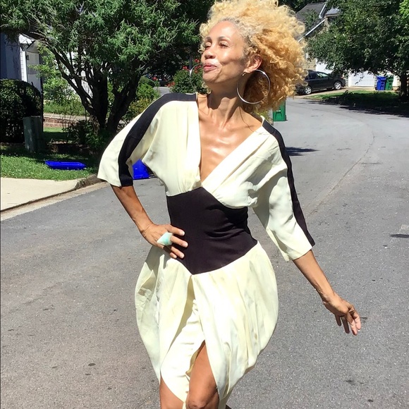 Vtg high waist harem jumpsuit dress disco romper S - Picture 3 of 9